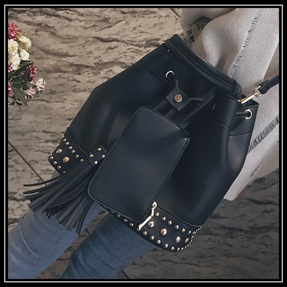 NEW BRISTOL Studded Tassel Bucket Bag - Picture 4 of 8